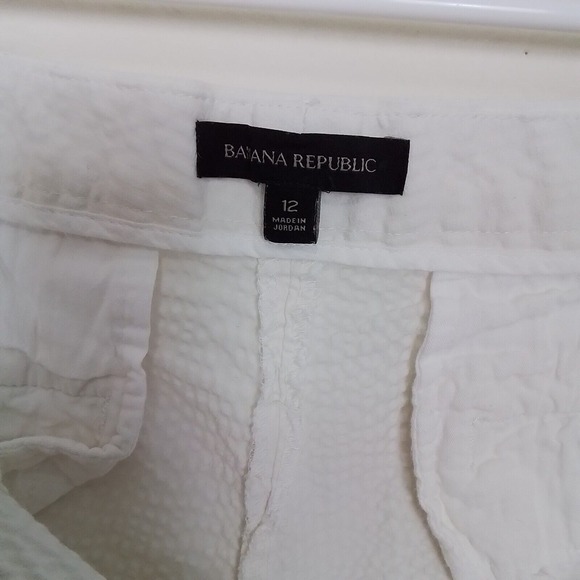 Banana Republic Women's‎ White Seersucker Bermuda Shorts Size 12 Cotton Textured - Picture 9 of 10
